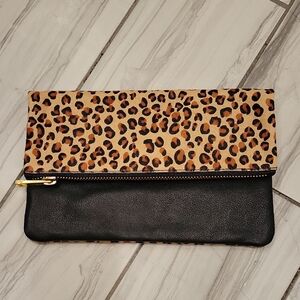 Elegant Leopard and Black Clutch